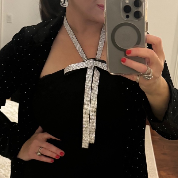 Belle by Badgley Mischka Halter Bow Sheath Dress - Picture 5 of 5